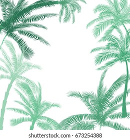 Vector Beautiful bright exotic tropical summer pattern with palm trees background. Perfect for greetings card, textile, wallpapers, wrapping paper.