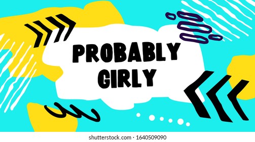 Vector beautiful bright template pattern with doodle marker arrow lines and simple color paint brush shape on blue background. Flat style pattern design with header and frame for web, card, banner