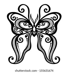 Vector Beautiful Butterfly, Exotic Insect. Patterned design, Tattoo