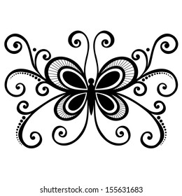 Vector Beautiful Butterfly, Exotic Insect. Patterned design, Tattoo