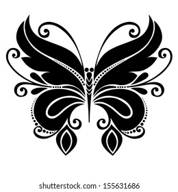 Vector Beautiful Butterfly, Exotic Insect. Patterned design, Tattoo