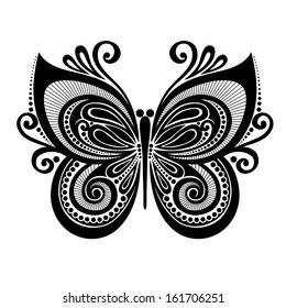 Vector Beautiful Butterfly, Exotic Insect. Patterned design, Tattoo