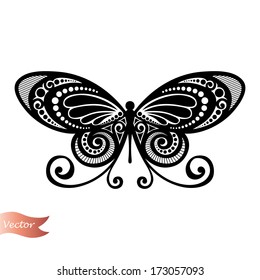 Vector Beautiful Butterfly, Exotic Insect. Patterned design, Tattoo