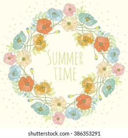 Vector beautiful card with floral wreath.
