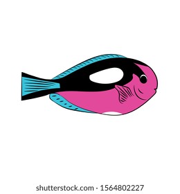 Vector beautiful cartoon tropical fish. 
