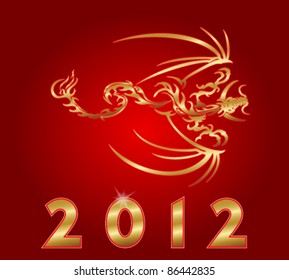 Vector beautiful Chinese New Year's Card with dragon