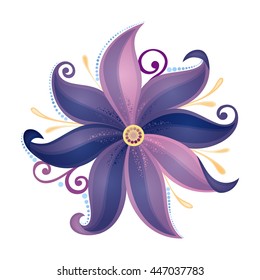 Vector Beautiful Colored Abstract Flower, Floral Design Element