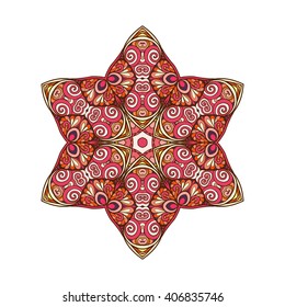 Vector Beautiful Colored Deco Mandala, Patterned Design Element, Ethnic Amulet Isolated vector illustration.