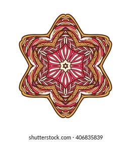 Vector Beautiful Colored Deco Mandala, Patterned Design Element, Ethnic Amulet Isolated vector illustration.