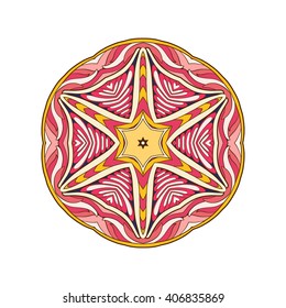Vector Beautiful Colored Deco Mandala, Patterned Design Element, Ethnic Amulet Isolated vector illustration.