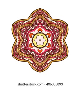 Vector Beautiful Colored Deco Mandala, Patterned Design Element, Ethnic Amulet Isolated vector illustration.