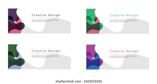 diseño de banner de color vectorial hermoso. 4 conjuntos de ilustraciones de diseño de banners de color diferentes
