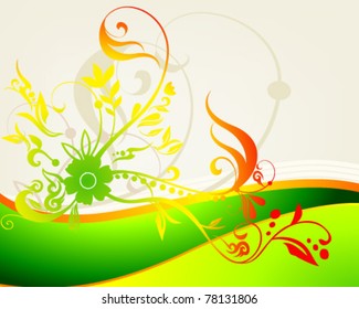Vector beautiful colorful summer floral background illustration