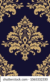 Vector beautiful damask pattern. Royal pattern with floral ornament. Seamless wallpaper with a damask pattern. Vector illustration.