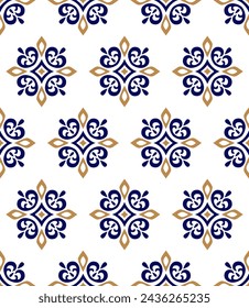 Vector beautiful damask pattern. Royal pattern with floral ornament. Seamless wallpaper with a damask pattern. Vector illustration.