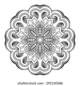 Vector Beautiful Deco Black Mandala, Patterned Design Element, Ethnic Amulet