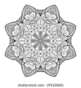 Vector Beautiful Deco Black Mandala, Patterned Design Element, Ethnic Amulet