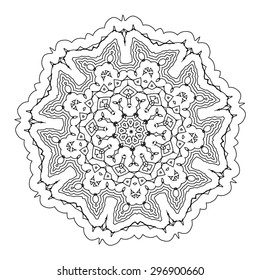 Vector beautiful deco black mandala, patterned design element, ethnic Amulet.