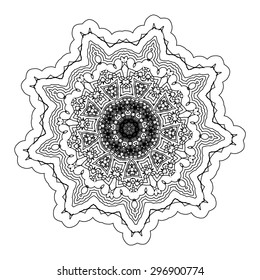 Vector beautiful deco black mandala, patterned design element, ethnic Amulet.