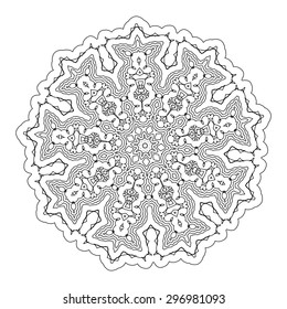 Vector beautiful deco black mandala, patterned design element, ethnic Amulet.