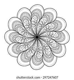 Vector Beautiful Deco Black Mandala, Patterned Design Element, Ethnic Amulet