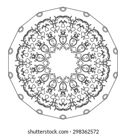 Vector Beautiful Deco Black Mandala. 10 eps