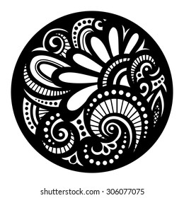 Vector Beautiful Deco Black Mandala, Patterned Design Element, Ethnic Amulet