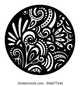 Vector Beautiful Deco Black Mandala, Patterned Design Element, Ethnic Amulet