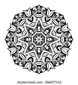Vector Beautiful Deco Black Mandala, Patterned Design Element, Ethnic Amulet