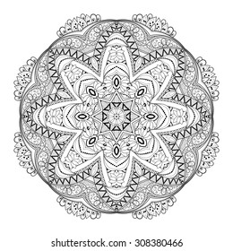 Vector Beautiful Deco Black Mandala, Patterned Design Element, Ethnic Amulet