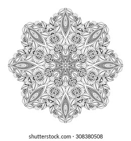 Vector Beautiful Deco Black Mandala, Patterned Design Element, Ethnic Amulet