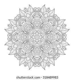 Vector Beautiful Deco Black Mandala, Patterned Design Element, Ethnic Amulet