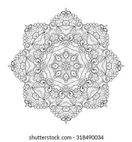 Vector Beautiful Deco Black Mandala, Patterned Design Element, Ethnic Amulet