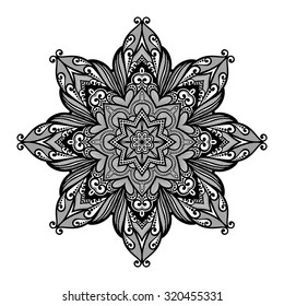 Vector Beautiful Deco Black Mandala, Patterned Design Element, Ethnic Amulet