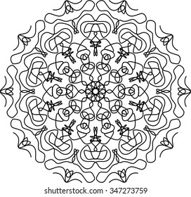 Vector Beautiful Deco Black Mandala, Patterned Design Element, Ethnic Amulet