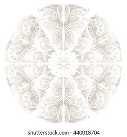 Vector Beautiful Deco Black Mandala, Patterned Design Element, Ethnic Amulet, round floral motif pattern