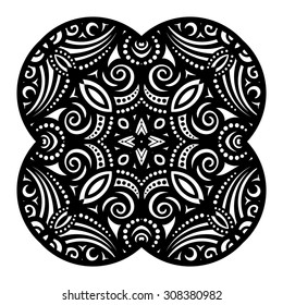 Vector Beautiful Deco Black Square, Patterned Design Element