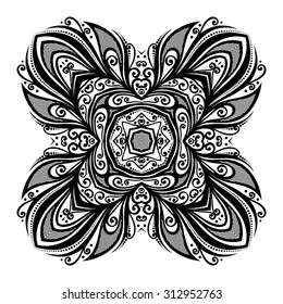 Vector Beautiful Deco Black Square, Patterned Design Element