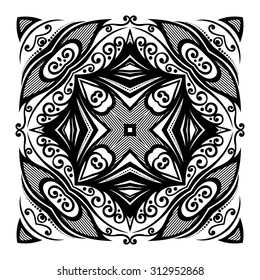 Vector Beautiful Deco Black Square, Patterned Design Element