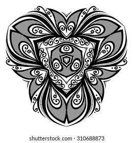 Vector Beautiful Deco Black Triangle, Patterned Design Element, Original Mandala