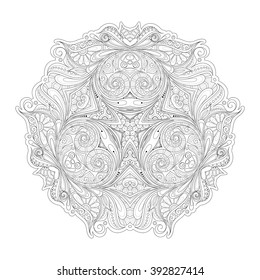 Vector Beautiful Deco Black Triangle, Patterned Design Element, Original Mandala