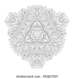 Vector Beautiful Deco Black Triangle, Patterned Design Element, Original Mandala