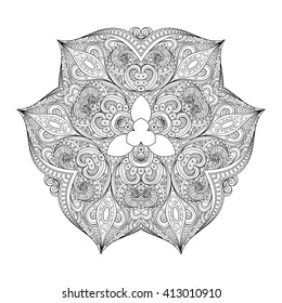 Vector Beautiful Deco Black Triangle, Patterned Design Element, Original Mandala