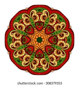 Vector Beautiful Deco Colored contour Mandala, Patterned Design Element, Ethnic Amulet