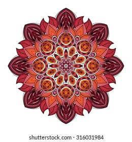 Vector Beautiful Deco Colored contour Mandala, Patterned Design Element, Ethnic Amulet