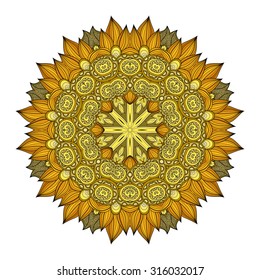 Vector Beautiful Deco Colored contour Mandala, Patterned Design Element, Ethnic Amulet