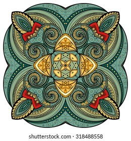 Vector Beautiful Deco Colored Contour Square, Patterned Design Element