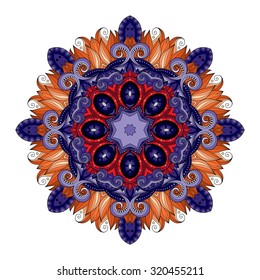 Vector Beautiful Deco Colored contour Mandala, Patterned Design Element, Ethnic Amulet