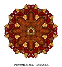 Vector Beautiful Deco Colored contour Mandala, Patterned Design Element, Ethnic Amulet