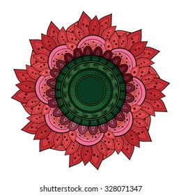 Vector Beautiful Deco Colored contour Mandala, Patterned Design Element, Ethnic Amulet